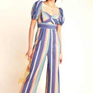 Anthropologie Ali and Jay Sweetheart Striped Jumpsuit Milkmaid Coquette